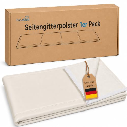 FabaCare Seitengitterpolster Pflegebett mit Klett 182 x 75,5 cm | 1x Bettsichtschutz & Stoßschutz aus Kunstleder mit Schaumstoff für Klinik, Pflegeheim & häusliche Pflege