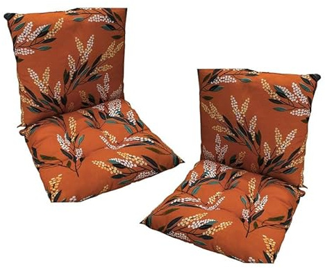 Generisch 2 Stück Stuhlkissen mit Rückenteil Sitz, Rückenkissen mit Bänder, Rückenkissen mit Bänder, Niedriglehner Auflage Polsterauflage Gartenstuhl,40X80cm