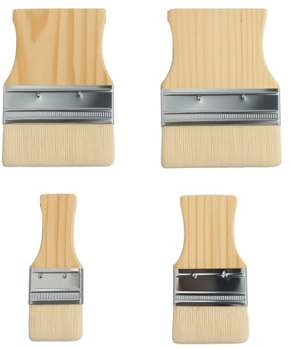 4 stycken paddle ytborste, platt pensel brett trähandtag 5,88 cm mjuk pensel konstborste ullpensel för olje- och akrylfärger