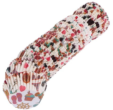 OUNONA 600pièces Caissettes à Cupcakes Papier Sulfurisé Résistantes Chaleur Huile Pour Cuisson De Gâteaux Au Chocolat Style Aléatoire Couleurs Assorties