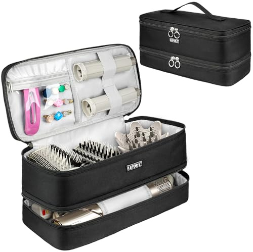 IVODEELA Tasche kompatibel mit Dyson Airwrap Styler/Shark Flexstyle Styler/Haartrockner/Dyson Supersonic Haartrockner/Frisur-Werkzeug und Zubehör,Doppellagige Reise-Tragetasche,Schwarz(Nur Tasche)