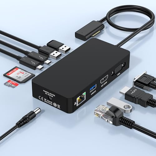 11-in-1 New Surface Dock, Dual Displays Support 4K*HDMI+1080P*VGA Ports Docking Station with Power Adapter for Microsoft Surface Pro 11/10/9/8/X/7/6/5/4, Surface Laptop 6/5/4/3/2/1, Surface Book & Go