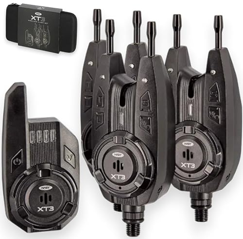 NGT XT3 Wireless 3+1 Bissanzeiger Set mit Empfänger & Koffer Karpfenangeln Alarme
