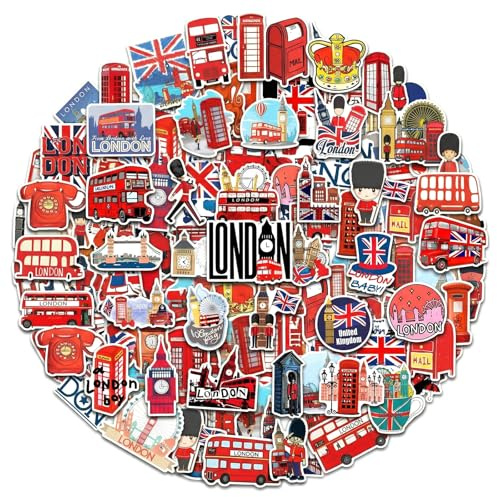50Pcs BMYUK Cute Cartoon London Bus Stickers Laptop Car Scrapbook Water Bottle Dairy Skateboard Waterproof Aesthetic Personalised