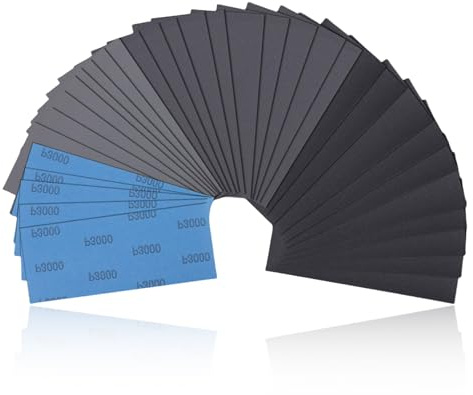 30 Stück Feines Schleifpapier Set,Nass Und Trocken Sandpapier 23 X 9 Cm,Schmirgelpapier Fein,Nassschleifpapier Set,120 bis 5000 Körnung für Auto Metall Glas Lack Holz Wände Schleifen Finishing