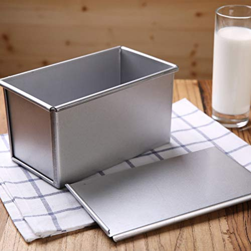 ANGGREK Kitchen Mold Bread Loaf Pan Cake Baking Tin 450g Aluminum Square Bread Box with Non-Stick Coating for Even Heating Crispy Skin Effect (Silver)