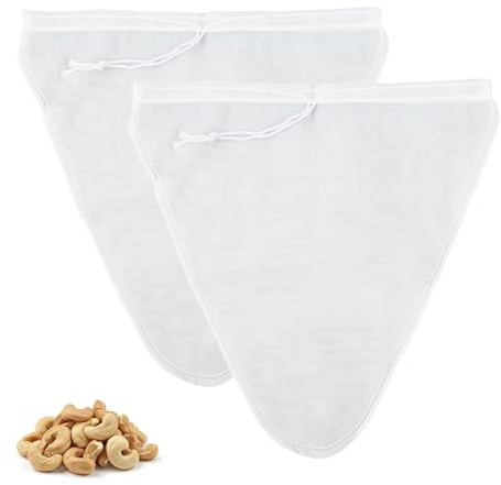 2er Set Nussmilchbeutel Für Bio Nussmilch Und Pflanzenmilch – Mehrzweck Passiertuch Für Hausgemachten Käse, Obstsaft Und Gemüsesaft | V-förmige Beutel (25.4×30.5 Cm) Umweltfreundlich