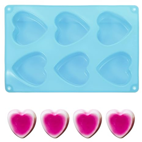 PATIKIL Molde De Corazón De Silicona En Forma De Corazón, Molde De Chocolate De Corazón 3D No Pegajoso Moldes De San Valentín De Silicona Para Hornear, Para Enamorados, Artesanal (Azul)