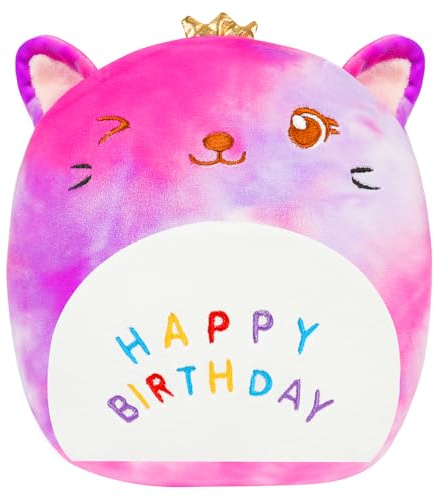 Vicloon Kattplyschkudde, söta födelsedags-kawaii-plyschleksaker, fyllda djurgåvor för kvinnor (kronkatt, 21 cm)