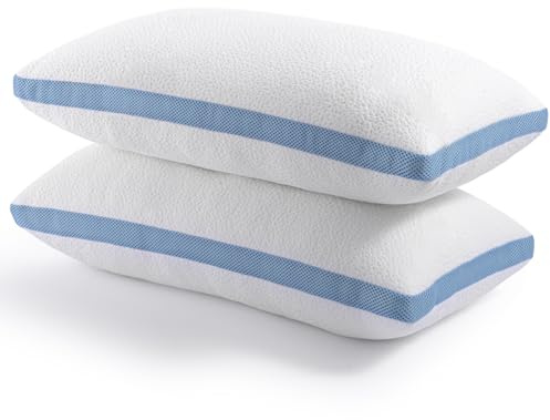 Hiimgo 2 Pack Shredded Memory Foam Pillow for Restful Sleep，Hypoallergenic and Cooling，Machine Washable,Standard Size（48x74cm,1 Pair）