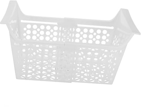 SHINEOFI Panier de Congélateur et Coffre Extensible en Plastique Blanc Mécanisme Réglable Trous de Drainage, Organisateur Robuste Rangement Alimentaire Cuisine