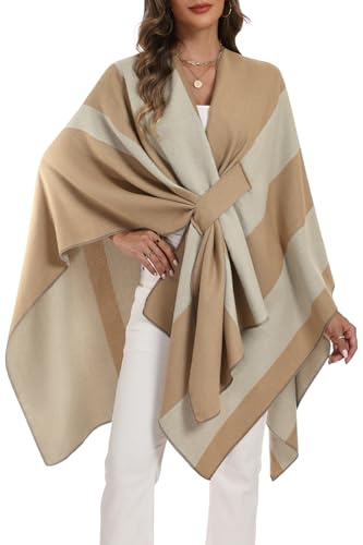 ELLEVEN Shawl Wraps for Women Shawls and Wraps for Evening Dresses Wool Cardigan Sweater Cashmere Winter Scarf Plus Size Pashmina Ponchos Shawl Scarves Casual Fall Beige Camel One Size