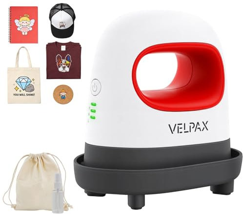 Mini Heat Press Machine for T-Shirts & Hats, Portable Heat Transfer with Insulated Safety Base & Constant Temp Control, for DIY Iron On Vinyl, Caps, Pillows, Bags, Crafts (Red)