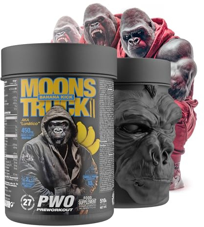Zoomad Labs Moonstruck II Pre Entreno con Cafeína 510 g – Pre Workout Potente para Fuerza y Congestión – Gorilla Pump 13 g Óxido Nítrico, Energy Focus, Preentreno Gimnasio - Sabor Banana Kick