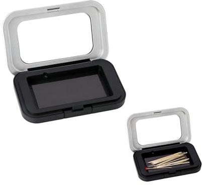 YAWYO Magnetisches Nadelkissen-Etui, tragbarer Magnet-Nadelhalter mit transparentem Deckel für Nähnadeln, Quiltzubehör, Bastelarbeiten, Haarnadeln und Büroklammern (Schwarz)
