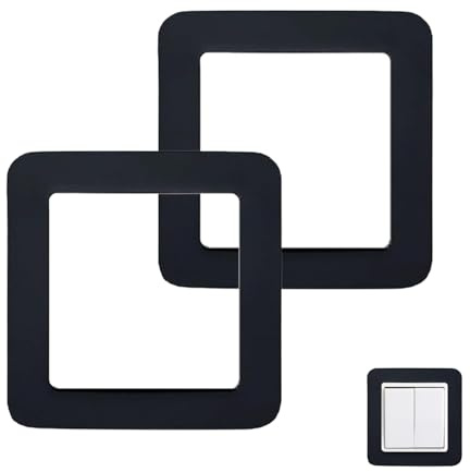SYEYCW 2 Piezas Cubierta para Interruptor de Luz Negro, Placa Envolvente para Interruptor de Pared, Placa Envolvente de Enchufe, para Decoración de Pared del Hogar y la Oficina