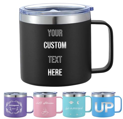 toyofmine Taza personalizada de acero inoxidable de 14 oz | Grabada para café y leche,vaso térmico de doble pared con aislamiento al vacío,taza irrompible para té de uso diario