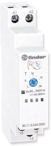 Finder 801102400000PAS - Relé temporizzato modulare funzione AI, 1RT 16 A da 24 a 240 Vac/dc, da 0,1 secondi a 24 h