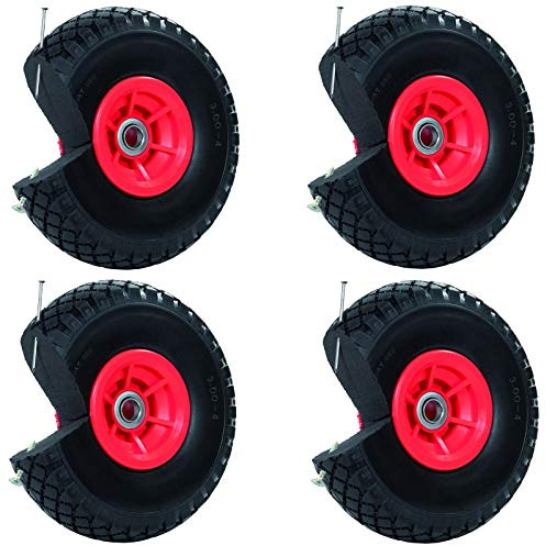 TRUTZHOLM 4x Sackkarrenrad Pannensicher 60mm Nabenlänge Ø 20mm 260x85 mm 3.00-4 PU Sackkarre Ersatzrad Rad Reifen