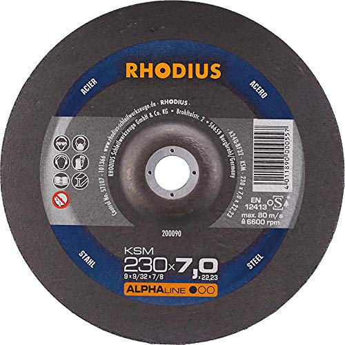 RHODIUS ALPHAline KSM Lot de 10 disques à ébarber en acier 230 x 7,0 x 22,23 mm