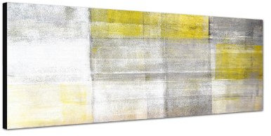 Augenblicke Wandbilder Keilrahmenbild Wandbild 150x50cm Malerei Kunst abstrakt gelb grau