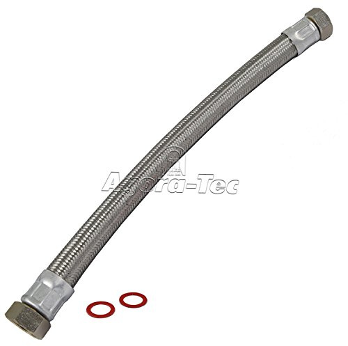Agora-Tec® Edelstahl Panzerschlauch 500 mm | 2 x 1 Zoll IG | 1 Stück | Länge: 500 mm | 2 x 1 Zoll IG (30,3 mm) mit Überwurfmutter | -20°C bis +100°C | für Bewässerung & Heizung