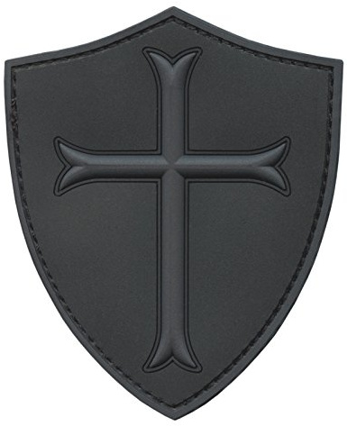 Crusader PVC Kreuz Patch Kompatibel Mit Velcro für Rucksäcke, Hüte, Mützen, Seals, Devgru, Ritter Templer (Blackout Subdued)