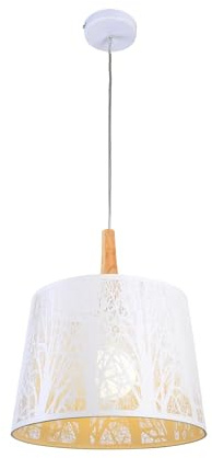 Maytoni Moderne Pendelleuchte Lantern 1xE27 excl.aus Metall und Holz Farbe Weiß Weiß Metall 60W für Küche, Schlafzimmer, Wohnzimmer, Esszimmer, Lobby