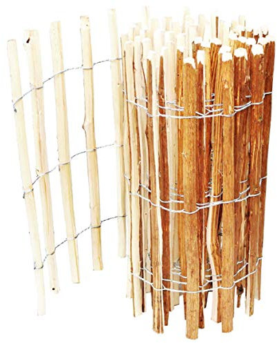 BOGATECO Staketenzaun Haselnuss Kastanie | Holz-Zaun 90 cm Hoch & 500 cm Lang | Lattennabstand 7-8 cm | Perfekt als Gartenzaun | Zaun Garten Steckzaun Holzzaun | Langlebige