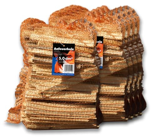 Anfeuerholz im 5,0 dm³ Netz 5 STK. - eignet Sich ideal zum Anfeuern von Holzbriketts oder Brennholz in Ihrem Kamin oder Ofen.