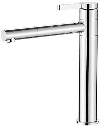 Ibergrif M11299 Rubinetto per lavabo alto, Rubinetto per lavabo girevole a 360°, Miscelatore per lavabo con bocca alta da 229 mm con tubi flessibili Hot&Cold da 50 cm per lavabo da bagno, Ottone
