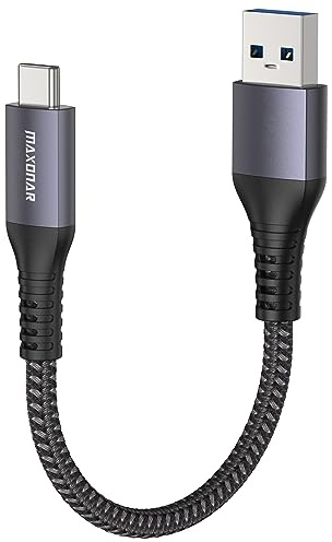 Maxonar USB C Kabel Kurz 0,2m - 10Gbps USB 3.2 Gen 2 Datenkabel Typ C auf A | 3,1A Schnellladekabel QC 3.0 für Android Auto, Samsung Galaxy S25/S24/S23/Z Flip 5, Note 20, Google Pixel 8 Pro