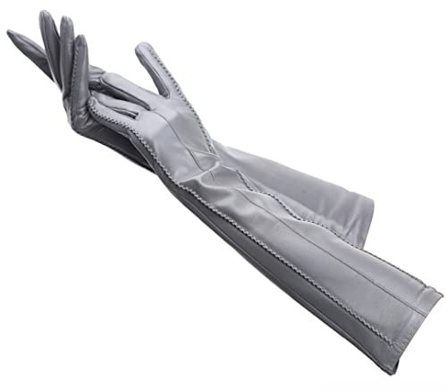 Mehrfarbige Damen-Handschuhe, 50 cm lang, Lederhandschuhe, Schaffell, Damen-Lederhandschuhe, hält warm, Winterhandschuhe
