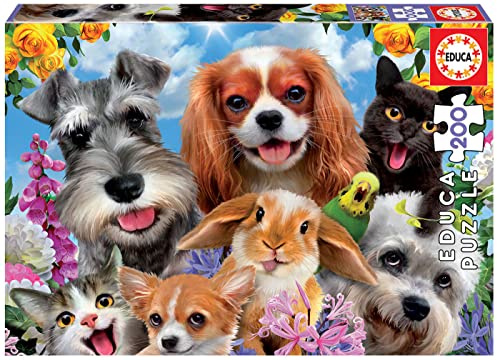 Educa - Kinderpuzzle Selfie-Haustierparade | 200 Teile Puzzle | Tierpuzzle, Lustige Haustiere | ab 6 Jahren (19293)