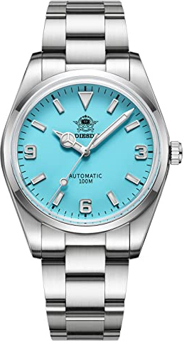 ADDIESDIVE 38mm Orologio da Pilota Automatico per Uomo e Donna con Cinturino in Acciaio Regolabile a Sgancio Rapido NH38A AD2112 Quadrante Blu