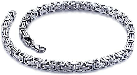 Bishilin Edelstahl Halskette 60CM Herren, 6MM Königskette Partnerkette Hip Hop Kette Silber Biker