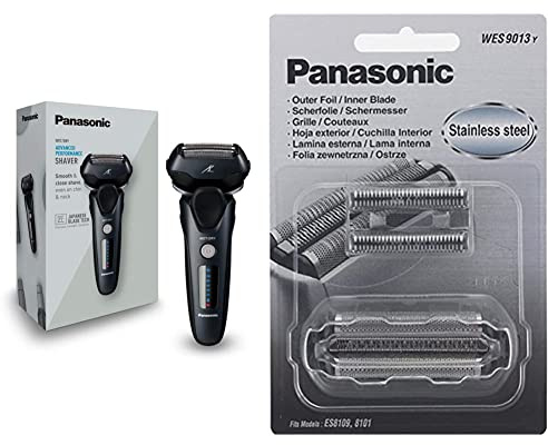 Panasonic ES-LT68-K803 Nass/Trocken-Rasierer Herren, elektrisch, 3-fach-Scherkopf mit Linearmotor, inklusive Langhaarschneider, schwarz & Combo Pack- Schermesser und Scherfolie für Rasierer