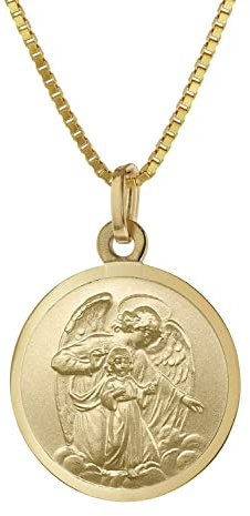 trendor Schutzengel Anhänger Ø 18 mm Gold 333 an goldplattierter Kette | elegantes Schmuckstück für Damen und Herren, zauberhafte Geschenkidee,