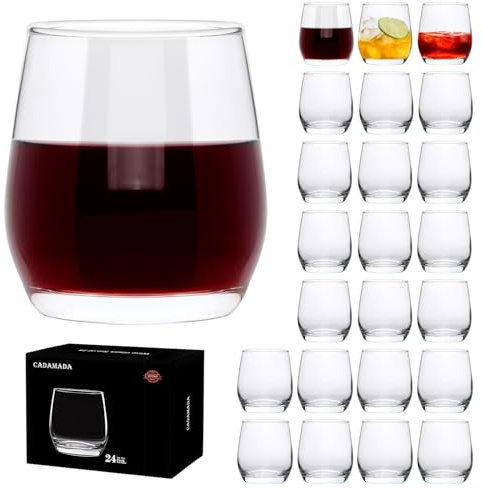 Cadamada 12 oz Wine Glasses,Stemless Wine Glasses Set of 24