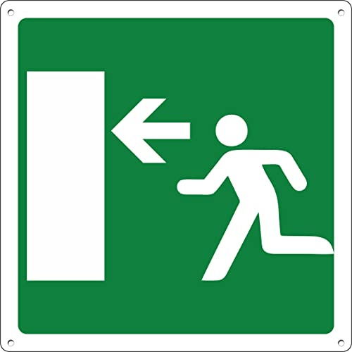 pubblimania Salida de emergencia a la izquierda | Cartel de aluminio compuesto 3 mm de grosor 20 x 20 cm (salida de emergencia a la izquierda)