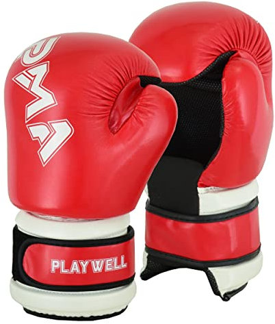 Playwell Competition Vinyl Semi Contact Glossy Red Sparring Gloves - NEW (Small)