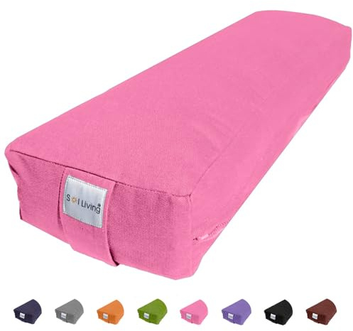 Sol Living Yoga Bolster Pillow for Restorative Yoga Meditation Bolster 100% Cotton Rectangular Meditation Cushion Firm Cushion Bolster Washable Cover for Balance Support Asana Poses