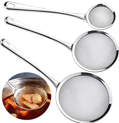 Sieb Küche Nudelsieb Küchensieb Mehlsieb Edelstahl Reissieb Passiersieb Klein Feines Fein Kleines Strainer Feinsieb Seiher Durchschlag，3 Stück