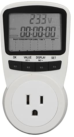 Tyenaza Plug in Socket Power Meter, 120V Power Metering Socket Intelligent Power Voltage Tester Socket Electricity Usage Monitor US Plug