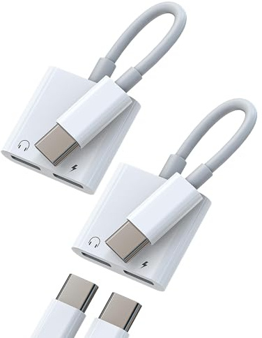 USB C Headphone Splitter(2 pack)Dual Type C DAC Aux Audio Jack Fast Charging Cable Adapter for Apple iPhone16 15 pro compatible for Samsung Earphone Connector Adaptor for ipad Dongle Android Converter