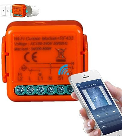Yueyang Interruttore Tapparelle wifi con Telecomando RF, Modulo Telecomando per Tapparelle Elettriche, Modulo Comando Wireless per Persiane Avvolgibili (rf switch orange)