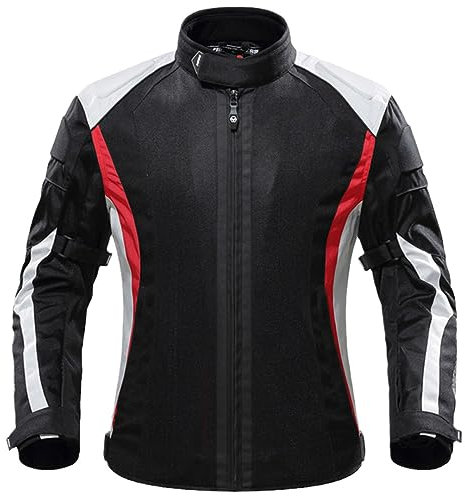 Männer Atmungsaktive Mesh Stoff Motocross Jacke Moto Reiten Schutzkleidung Abnehmbare Schutzausrüstung, D-215-Rot, XXXL