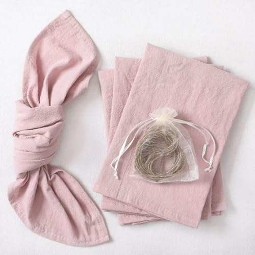 Leinenservietten Stoffservietten,6er Set Abendessen Cloth Servietten Wiederverwendbare Leinen-Servietten Abwaschbare Servietten Tischdekoration für Küche Familie Party Cafe Restaurant -grau rosa