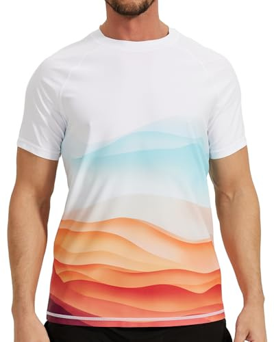VAYAGER Herren UV Shirt Rash Guard T-Shirt Schwimm Shirt UPF 50+ Badeshirts,schnell trocknend, lockere Passform, Wassersurf-Shirt