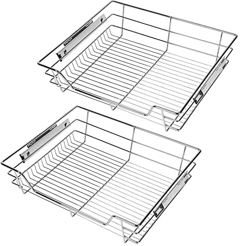 Cecaylie Teleskopschublade 60cm Küchenschublade, Schrankauszug,Küchenschrank Auszug Nachrüsten,Küchenschubladen aus Metall Einbauschublade für Spülschrank,Schrank Schubladen Ausziehbar,4Stück